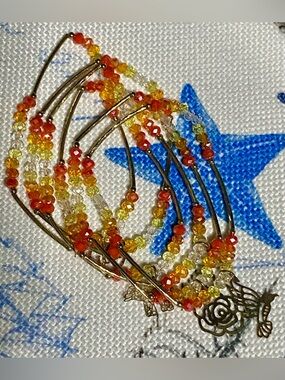 Multi-Strand Orange and Yellow Beaded Bracelet